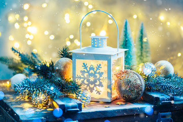 Christmas lantern with festive decoration © valya82