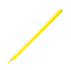 Yellow wooden pencil on white background. School stationery