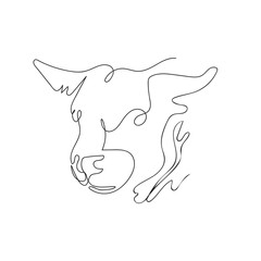 The head of a bull drawn in one line. Continuous line.