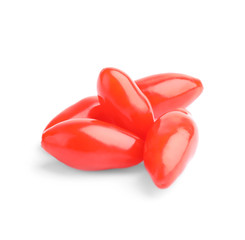 Fresh goji berries on white background. Healthy superfood