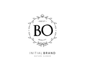 B O BO Beauty vector initial logo, handwriting logo of initial signature, wedding, fashion, jewerly, boutique, floral and botanical with creative template for any company or business.