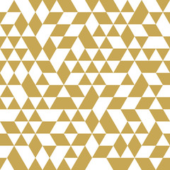 Fototapeta premium Geometric pattern with white and golden triangles. Geometric modern ornament. Seamless abstract background