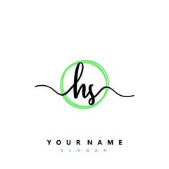 HS Initial handwriting logo vector