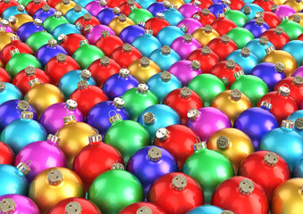 Fototapeta na wymiar Colorful christmas balls background. Tree toys.