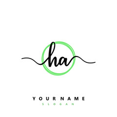 HA Initial handwriting logo vector