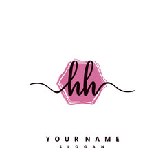 HH Initial handwriting logo vector