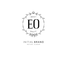 E O EO Beauty vector initial logo, handwriting logo of initial signature, wedding, fashion, jewerly, boutique, floral and botanical with creative template for any company or business.