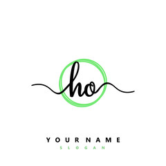 HO Initial handwriting logo vector