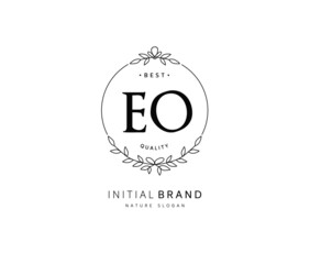 E O EO Beauty vector initial logo, handwriting logo of initial signature, wedding, fashion, jewerly, boutique, floral and botanical with creative template for any company or business.