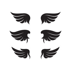 vector illustration set wing silhouette