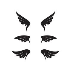 vector illustration set wing silhouette