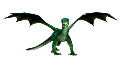 3D Rendering Fairy Tale Dragon on White