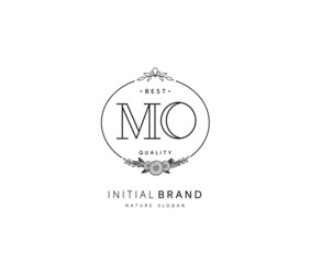 M O MO Beauty vector initial logo, handwriting logo of initial signature, wedding, fashion, jewerly, boutique, floral and botanical with creative template for any company or business.
