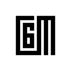 CGM initial letters logo design template elements, black color square shape - Vector