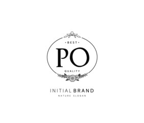 P O PO Beauty vector initial logo, handwriting logo of initial signature, wedding, fashion, jewerly, boutique, floral and botanical with creative template for any company or business.