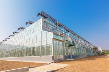 Close-up of steel structure greenhouse structure