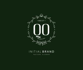 Q O QO Beauty vector initial logo, handwriting logo of initial signature, wedding, fashion, jewerly, boutique, floral and botanical with creative template for any company or business.