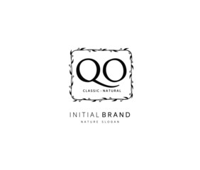 Q O QO Beauty vector initial logo, handwriting logo of initial signature, wedding, fashion, jewerly, boutique, floral and botanical with creative template for any company or business.
