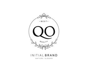 Q O QO Beauty vector initial logo, handwriting logo of initial signature, wedding, fashion, jewerly, boutique, floral and botanical with creative template for any company or business.