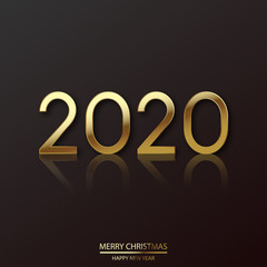 2020 New Year. Elegant luxury golden text lettering numbers. Vector