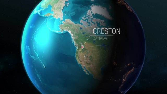 Canada - Creston - Zooming from space to earth