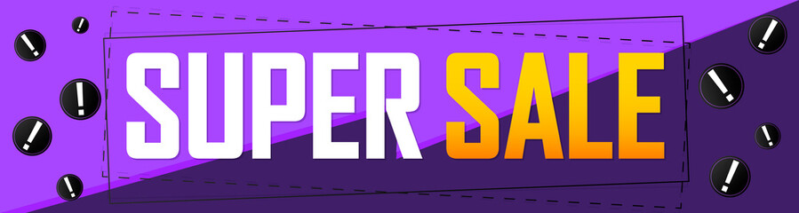 Super Sale, web banner design template, discount horizontal poster, vector illustration