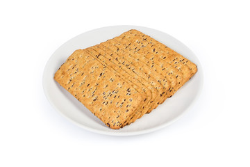 Savory cookies made with whole flax seeds addition on dish