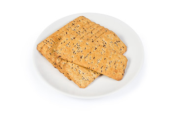 Savory cookies made with whole flax seeds addition on dish