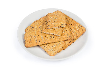 Savory cookies made with whole flax seeds addition on dish