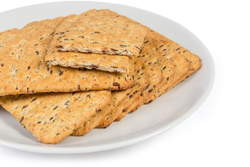 Savory cookies made with whole flax seeds addition close-up