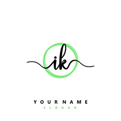 Obraz premium IK Initial handwriting logo vector