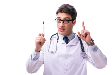 Young male doctor gynecologist isolated on white