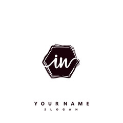 IN Initial handwriting logo vector