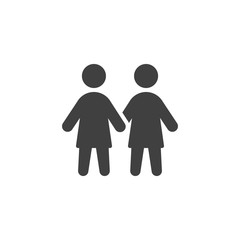 Lesbian couple vector icon. filled flat sign for mobile concept and web design. Girlfriends relationship glyph icon. Symbol, logo illustration. Vector graphics