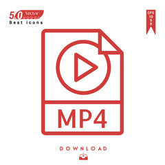 Outline mp4 file-type icon vector isolated on white background. Graphic design, material design, 2019 year best selling icons, mobile application, UI / UX design, EPS 10 format vector