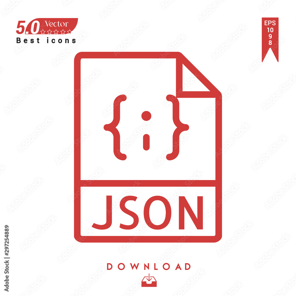 Poster outline json file-type icon vector isolated on white background. graphic design, material design, 20