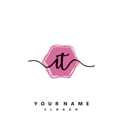 IT Initial handwriting logo vector