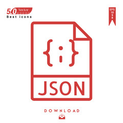 Outline json file-type icon vector isolated on white background. Graphic design, material design, 2019 year best selling icons, mobile application, UI / UX design, EPS 10 format vector