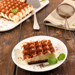 delicious italian tiramisu cake with coffee and cream