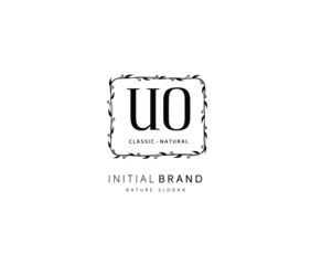 U O UO Beauty vector initial logo, handwriting logo of initial signature, wedding, fashion, jewerly, boutique, floral and botanical with creative template for any company or business.