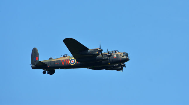  Avro Lancaster world war 2 bomber in flight.