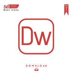 Outline dreamweaver file-type icon vector isolated on white background. Graphic design, material design, 2019 year best selling icons, mobile application, UI / UX design, EPS 10 format vector