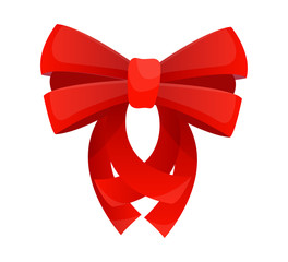 Red bow. Vector illustration on white background. Can be use for decoration gifts, greetings, holidays, etc.