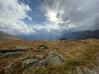 landscape with mountains and clouds