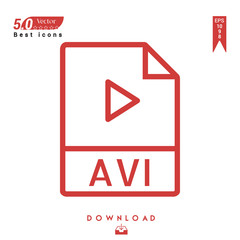 Outline avi file-type icon vector isolated on white background. Graphic design, material design, 2019 year best selling icons, mobile application, UI / UX design, EPS 10 format vector