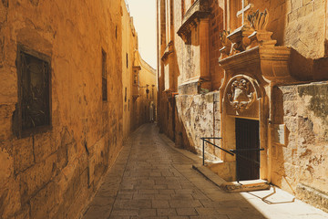 Narrow street in the old town of Rabat , Malta
