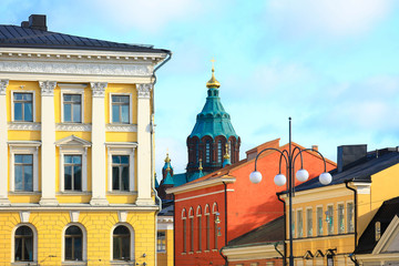 View of the buildings’s roof at Senate Square in the center of Helsinki, capital city of Finland