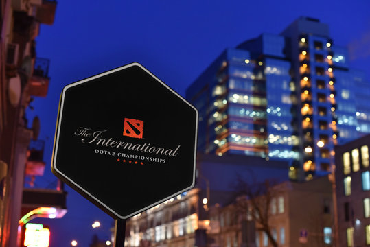 Kiev / Ukraine - 01.22.18: Sign of The International tournament of the Dota 2