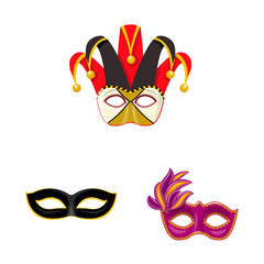 Vector illustration of carnival and theatrical symbol. Collection of carnival and mystery stock symbol for web.