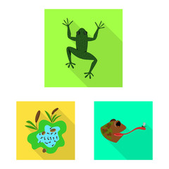 Vector design of wildlife and bog symbol. Set of wildlife and reptile stock symbol for web.